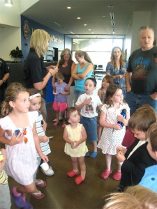 Getting organized in the Lobby of newly opened Police Station in LA county