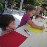 Making their own Prayer Flags