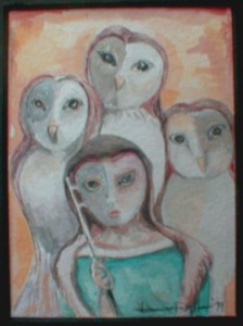 Owl Vision 1992 Watercolor by Jessica Deltac